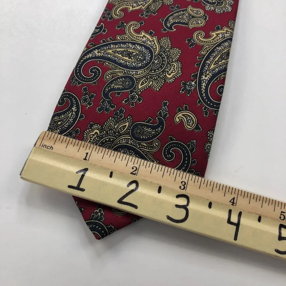Liberty 100% Silk Neck Tie Men’s Paisley Red 57-in By 3.25 In